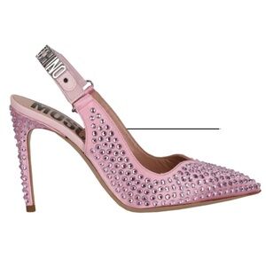 Moschino 105 MM Pink Crystal Embellished Heels